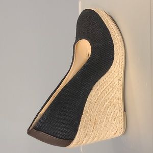 Black Woven Espadrille Wedges